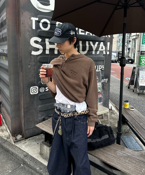 kutir(クティール)の「HENLEY NECK LINENLIKE CROPPED KNIT/ヘンリーネックリネンライククロップドニット(ニット/セーター・メンズ・ブラック/ブラウン/レッド/ネイビー/アイボリー/ボルドー・MEDIUM/LARGE)」の22枚目の写真