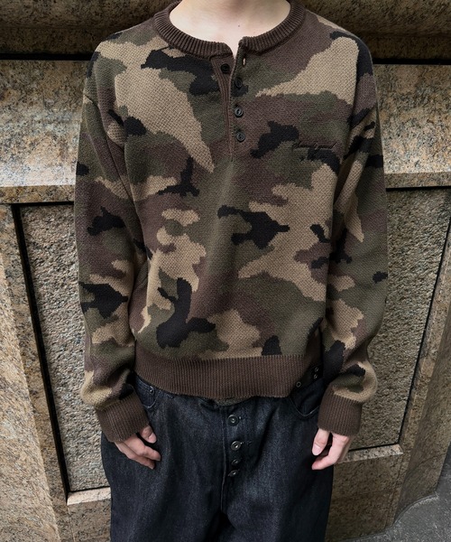 kutir(クティール)の「HENLEY NECK LINENLIKE CROPPED KNIT/ヘンリーネックリネンライククロップドニット(ニット/セーター・メンズ・ブラック/ブラウン/レッド/ネイビー/アイボリー/ボルドー/ブラウン系/ブラック系/カーキ/ブラック系1・MEDIUM/LARGE)」の16枚目の写真