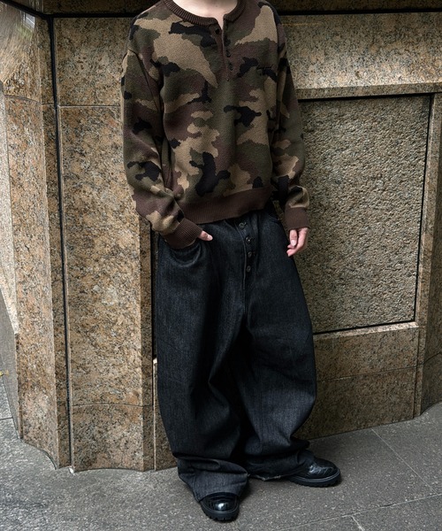 kutir(クティール)の「HENLEY NECK LINENLIKE CROPPED KNIT/ヘンリーネックリネンライククロップドニット(ニット/セーター・メンズ・ブラック/ブラウン/レッド/ネイビー/アイボリー/ボルドー/ブラウン系/ブラック系/カーキ/ブラック系1・MEDIUM/LARGE)」の22枚目の写真