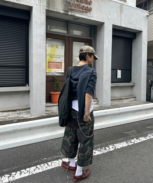 ●LENNYRAY HENLEY NECK LINEN-LIKE CROPPED KNIT／ヘンリーネッククロップド