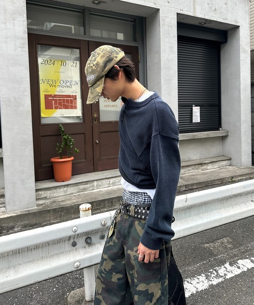 kutir(クティール)の「HENLEY NECK LINENLIKE CROPPED KNIT/ヘンリーネックリネンライククロップドニット(ニット/セーター・メンズ・ブラック/ブラウン/レッド/ネイビー/アイボリー/ボルドー・MEDIUM/LARGE)」の16枚目の写真