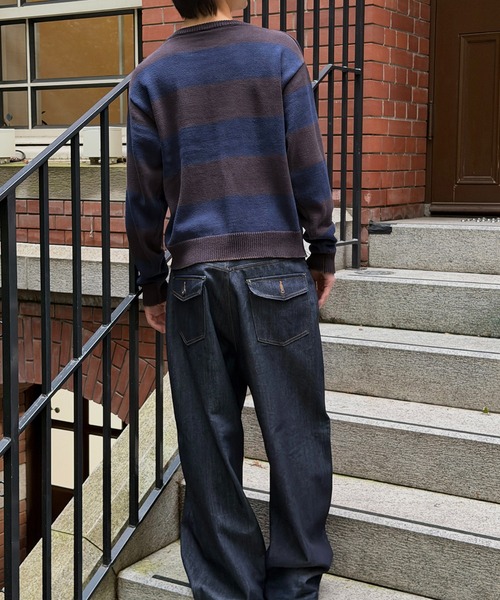 kutir(クティール)の「HENLEY NECK LINENLIKE CROPPED KNIT/ヘンリーネックリネンライククロップドニット(ニット/セーター・メンズ・ブラック/ブラウン/レッド/ネイビー/アイボリー/ボルドー/ブラウン系/ブラック系/カーキ/ブラック系1・MEDIUM/LARGE)」の11枚目の写真