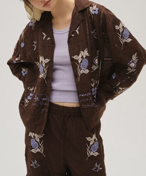 TODAYFUL/トゥデイフル】Embroidery Patchwork Shirts/エンブロイ