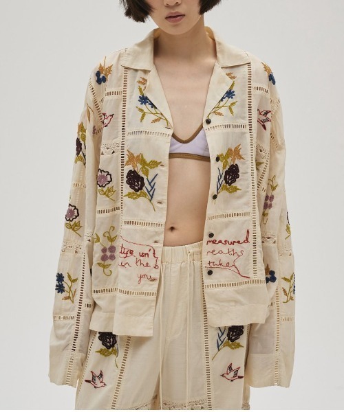 TODAYFUL/トゥデイフル】Embroidery Patchwork Shirts/エンブロイ