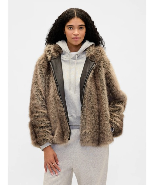 フェイクファー リラックス ジップアップパーカーコート（その他