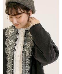 Samansa Mos2(サマンサ モスモス)の【マカベアリス×Samansa Mos2】刺繍ジャケット(ノーカラージャケット)