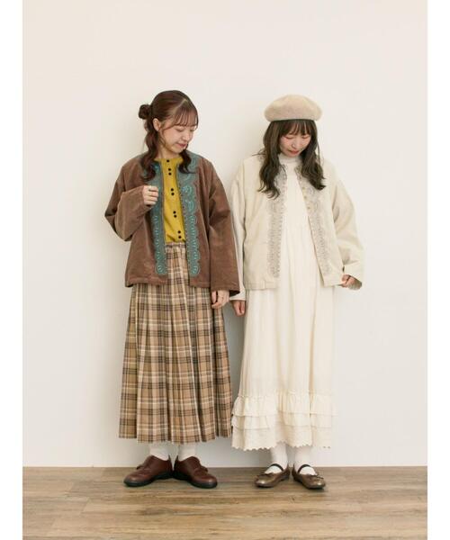 Samansa Mos2(サマンサ モスモス)の「【マカベアリス×Samansa Mos2】刺繍ジャケット(ノーカラージャケット・レディース・ブラウン/キナリ/ブラック・F)」の12枚目の写真