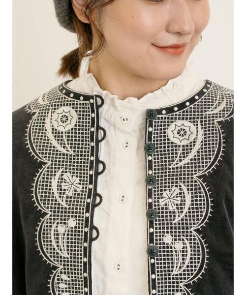 Samansa Mos2(サマンサ モスモス)の「【マカベアリス×Samansa Mos2】刺繍ジャケット(ノーカラージャケット・レディース・ブラウン/キナリ/ブラック・F)」の14枚目の写真