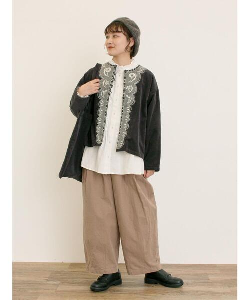 Samansa Mos2(サマンサ モスモス)の「【マカベアリス×Samansa Mos2】刺繍ジャケット(ノーカラージャケット・レディース・ブラウン/キナリ/ブラック・F)」の18枚目の写真