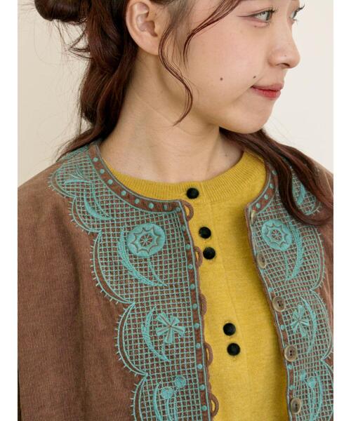 Samansa Mos2(サマンサ モスモス)の「【マカベアリス×Samansa Mos2】刺繍ジャケット(ノーカラージャケット・レディース・ブラウン/キナリ/ブラック・F)」の21枚目の写真