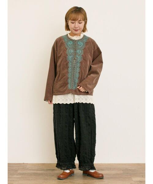 セール】【マカベアリス×Samansa Mos2】刺繍ジャケット（ノーカラー
