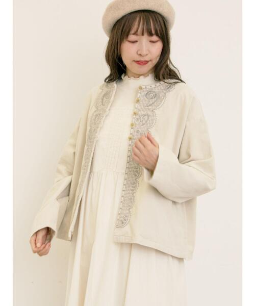 マカベアリス×Samansa Mos2】刺繍ジャケット（ノーカラージャケット