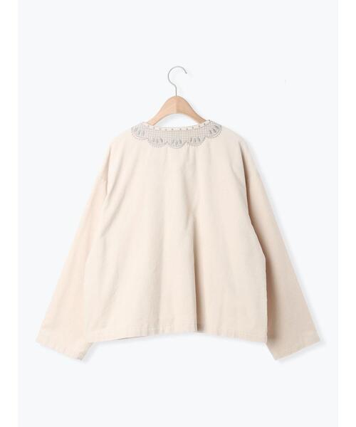 Samansa Mos2(サマンサ モスモス)の「【マカベアリス×Samansa Mos2】刺繍ジャケット(ノーカラージャケット・レディース・ブラウン/キナリ/ブラック・F)」の5枚目の写真