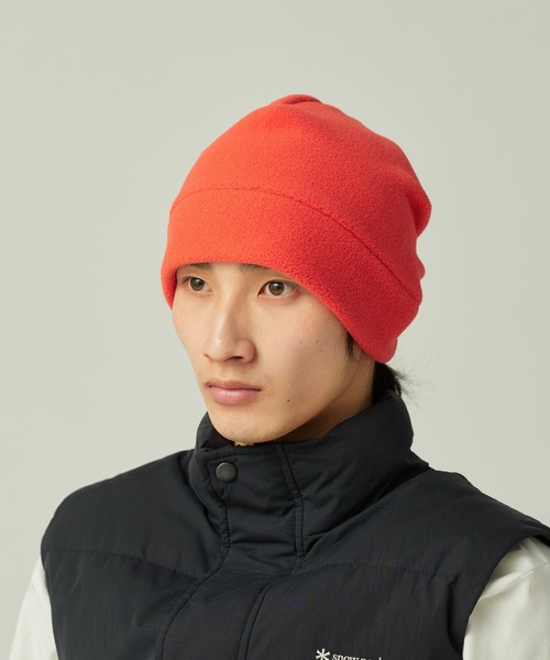 Snow Peak(スノーピーク)の「Snow Peak / Water-Repellent Fleece Watch Cap 撥水 フリース ワッチキャップ(ニットキャップ/ビーニー・メンズ・ブラック/ライトグレー/オレンジ・ONE SIZE)」の3枚目の写真