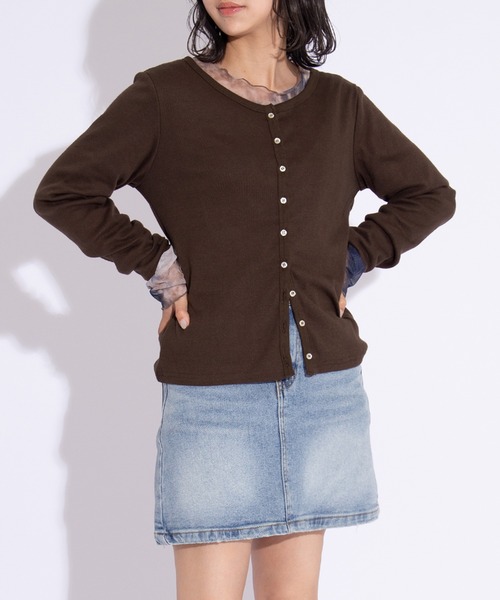 PUNYUS（プニュズ）の「クルーネックカーディガン（カーディガン/ボレロ・レディース・ブラウン/レッド/ネイビー・1/2/3/4/5）」の15枚目の写真