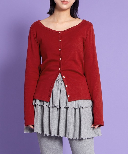 PUNYUS（プニュズ）の「クルーネックカーディガン（カーディガン/ボレロ・レディース・ブラウン/レッド/ネイビー・1/2/3/4/5）」の5枚目の写真