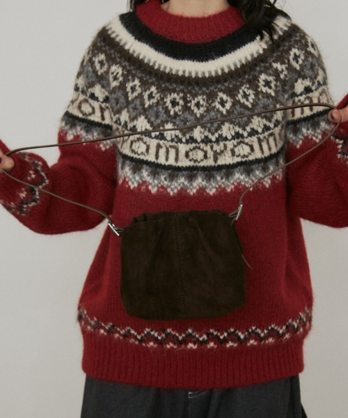 MERLOT（メルロー）の「2wayスウェードミニバッグ（ショルダーバッグ・レディース・ブラウン/イエロー/レッド・FREE）」の8枚目の写真