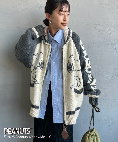 SEQUENZ（シークエンズ）の「[SEQUENZ/シークエンズ] SNOOPY ワイドシルエットカウチンニット（ニット/セーター・レディース・グレー/ネイビー・L/M/XL）」の14枚目の写真