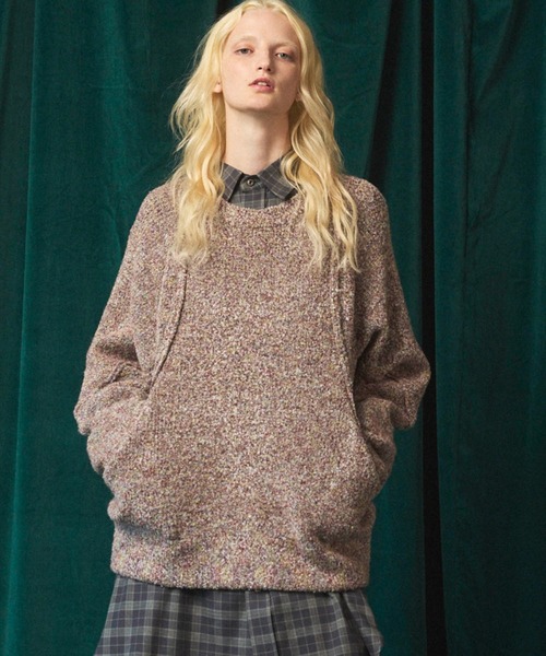 MAISON SPECIAL（メゾンスペシャル）の「《UNISEX》Melange Boucle Crew Neck Prime-Over Knit Pullover/メランジブークレクルーネックプライムオーバーニットプルオーバー【MAISON SPECIAL/メゾンスペシャル】（ニット/セーター・メンズ・ホワイト/オレンジ/ブルー/ブラック・0/1/2）」の2枚目の写真