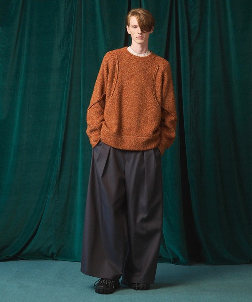 MAISON SPECIAL（メゾンスペシャル）の「《UNISEX》Melange Boucle Crew Neck Prime-Over Knit Pullover/メランジブークレクルーネックプライムオーバーニットプルオーバー【MAISON SPECIAL/メゾンスペシャル】（ニット/セーター・メンズ・ホワイト/オレンジ/ブルー/ブラック・0/1/2）」の13枚目の写真