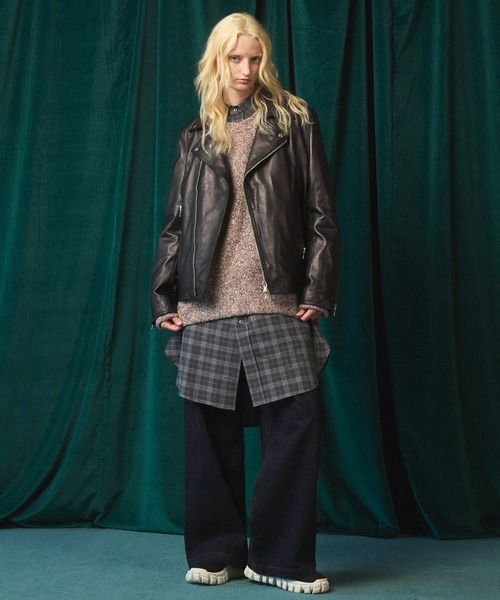 MAISON SPECIAL（メゾンスペシャル）の「《UNISEX》Melange Boucle Crew Neck Prime-Over Knit Pullover/メランジブークレクルーネックプライムオーバーニットプルオーバー【MAISON SPECIAL/メゾンスペシャル】（ニット/セーター・メンズ・ホワイト/オレンジ/ブルー/ブラック・0/1/2）」の5枚目の写真