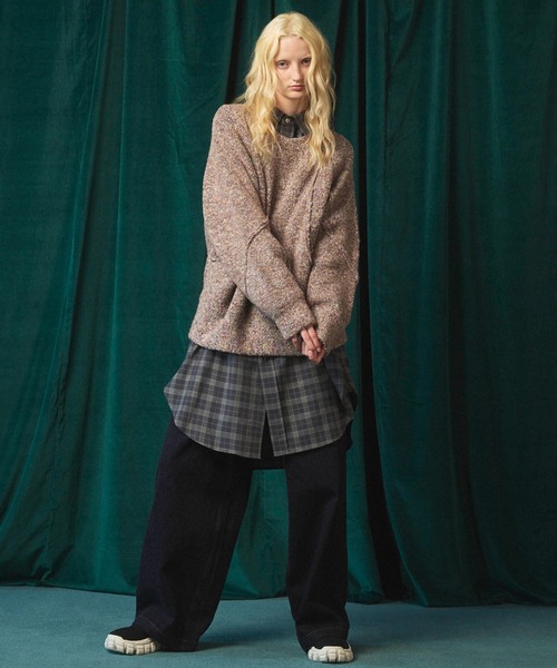 MAISON SPECIAL（メゾンスペシャル）の「《UNISEX》Melange Boucle Crew Neck Prime-Over Knit Pullover/メランジブークレクルーネックプライムオーバーニットプルオーバー【MAISON SPECIAL/メゾンスペシャル】（ニット/セーター・メンズ・ホワイト/オレンジ/ブルー/ブラック・0/1/2）」の6枚目の写真