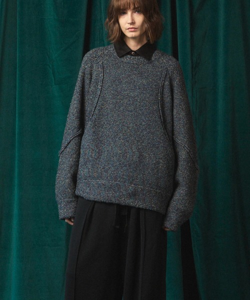 MAISON SPECIAL（メゾンスペシャル）の「《UNISEX》Melange Boucle Crew Neck Prime-Over Knit Pullover/メランジブークレクルーネックプライムオーバーニットプルオーバー【MAISON SPECIAL/メゾンスペシャル】（ニット/セーター・メンズ・ホワイト/オレンジ/ブルー/ブラック・0/1/2）」の20枚目の写真