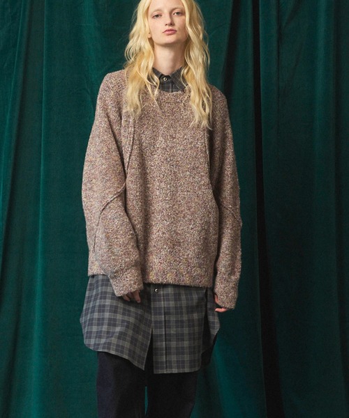 MAISON SPECIAL（メゾンスペシャル）の「《UNISEX》Melange Boucle Crew Neck Prime-Over Knit Pullover/メランジブークレクルーネックプライムオーバーニットプルオーバー【MAISON SPECIAL/メゾンスペシャル】（ニット/セーター・メンズ・ホワイト/オレンジ/ブルー/ブラック・0/1/2）」の14枚目の写真