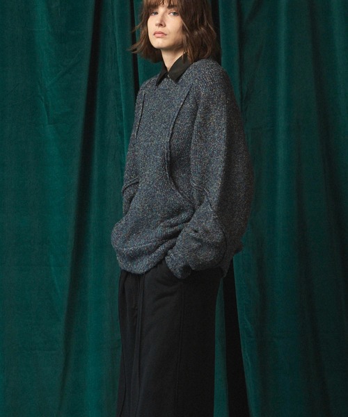 MAISON SPECIAL（メゾンスペシャル）の「《UNISEX》Melange Boucle Crew Neck Prime-Over Knit Pullover/メランジブークレクルーネックプライムオーバーニットプルオーバー【MAISON SPECIAL/メゾンスペシャル】（ニット/セーター・メンズ・ホワイト/オレンジ/ブルー/ブラック・0/1/2）」の21枚目の写真