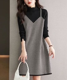 Pittok（ピットク）の「だまし絵風 長袖ニットワンピース（ワンピース）」