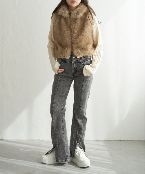 VENCEEXCHANGE(ヴァンスエクスチェンジ)の「フェイクファーショート丈ジレ(ベスト・レディース・ブラック/ベージュ/その他1/その他2/ブラウン系/ブラウン・FREE)」の22枚目の写真