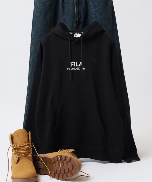 FILA(フィラ)の「FILA フィラ プリント 長袖パーカー スウェット フーディ hoodie parka(パーカー・レディース・ブラック/ネイビー・L/XL/M)」の1枚目の写真
