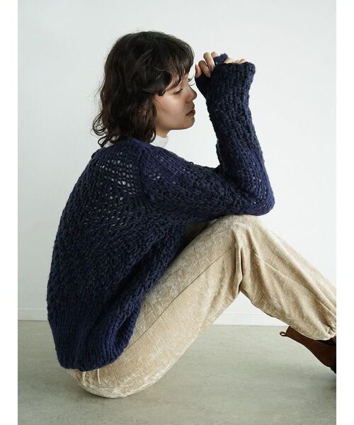 FIKA.（フィーカ）の「Mixed gauge knit pullover（ニット/セーター・レディース・ネイビー/ホワイト系・MEDIUM）」の20枚目の写真