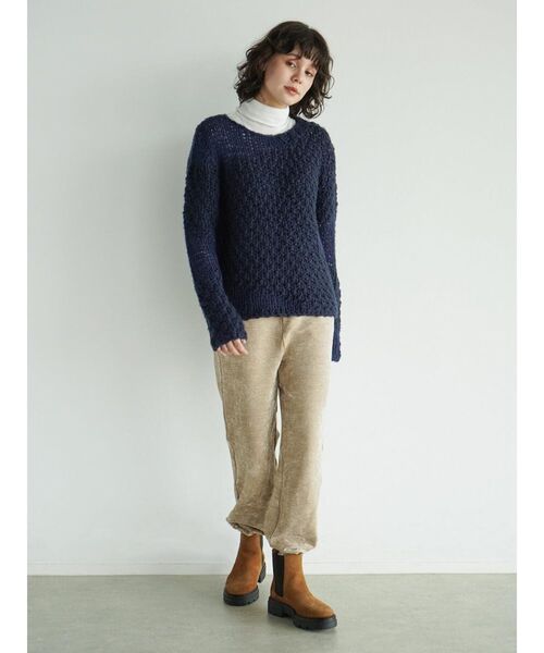 FIKA.（フィーカ）の「Mixed gauge knit pullover（ニット/セーター・レディース・ネイビー/ホワイト系・MEDIUM）」の17枚目の写真