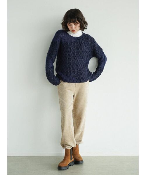 FIKA.（フィーカ）の「Mixed gauge knit pullover（ニット/セーター・レディース・ネイビー/ホワイト系・MEDIUM）」の18枚目の写真