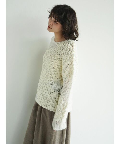 FIKA.（フィーカ）の「Mixed gauge knit pullover（ニット/セーター・レディース・ネイビー/ホワイト系・MEDIUM）」の10枚目の写真