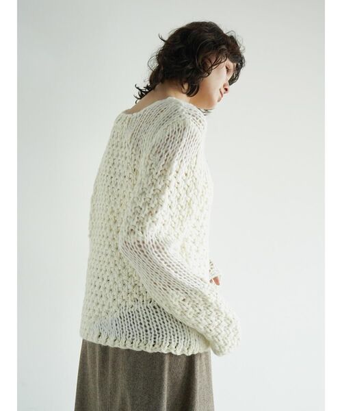 FIKA.（フィーカ）の「Mixed gauge knit pullover（ニット/セーター・レディース・ネイビー/ホワイト系・MEDIUM）」の12枚目の写真