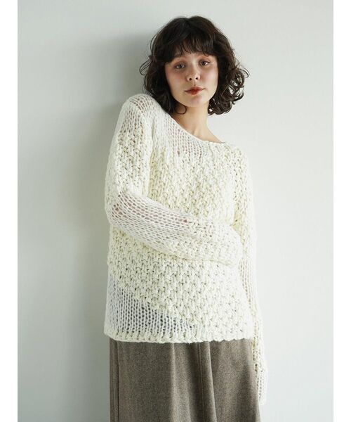 FIKA.（フィーカ）の「Mixed gauge knit pullover（ニット/セーター・レディース・ネイビー/ホワイト系・MEDIUM）」の13枚目の写真