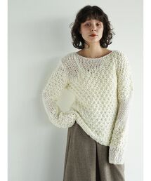 Mixed gauge knit pullover