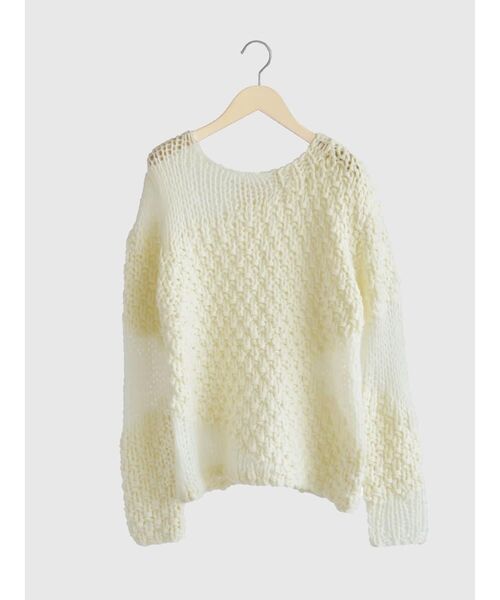 FIKA.（フィーカ）の「Mixed gauge knit pullover（ニット/セーター・レディース・ネイビー/ホワイト系・MEDIUM）」の5枚目の写真