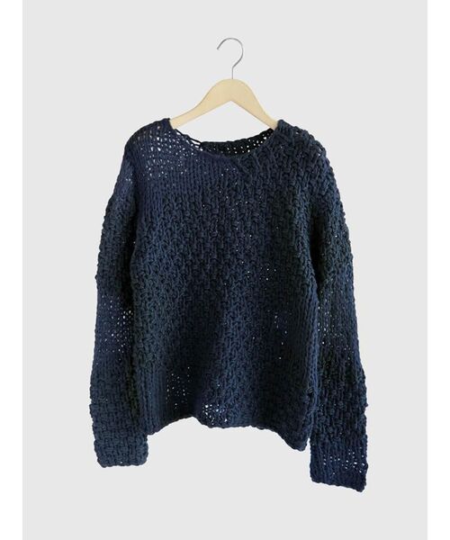 FIKA.（フィーカ）の「Mixed gauge knit pullover（ニット/セーター・レディース・ネイビー/ホワイト系・MEDIUM）」の6枚目の写真