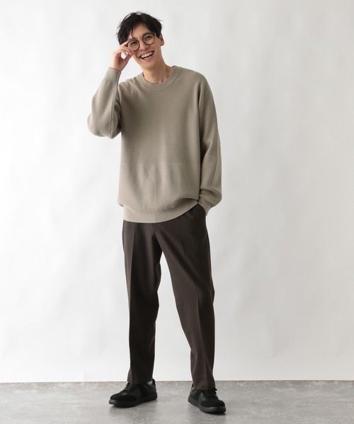 GLOBAL WORK(グローバルワーク)の「メルティ編地切り替えプルオーバー/ 581090(ニット/セーター・メンズ・ネイビー/カーキ/ライトベージュ/ホワイト系その他2・X-LARGE/SMALL/MEDIUM/LARGE)」の11枚目の写真