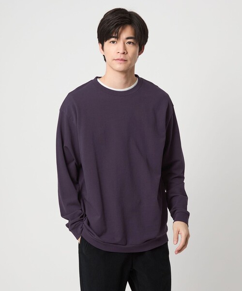 green label relaxing(グリーンレーベルリラクシング)の「ディペンド インレイ クルーネック カットソー(Tシャツ/カットソー・メンズ・グレー系/パープル/ダークグレー・M/XL/S/L)」の3枚目の写真