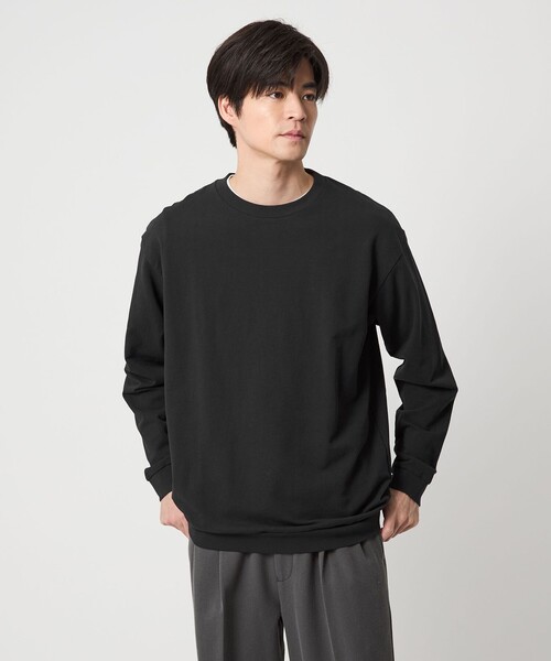 green label relaxing(グリーンレーベルリラクシング)の「ディペンド インレイ クルーネック カットソー(Tシャツ/カットソー・メンズ・グレー系/パープル/ダークグレー・M/XL/S/L)」の1枚目の写真