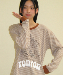 WESTERN CAT STRIPE LONG SLEEVE T SHIRT BROWN