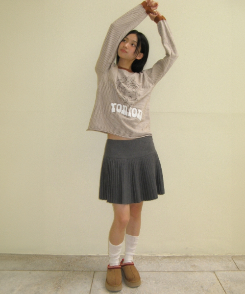 RONRON(ロンロン)の「WESTERN CAT STRIPE LONG SLEEVE T SHIRT BROWN(Tシャツ/カットソー・レディース・その他・FREE)」の3枚目の写真