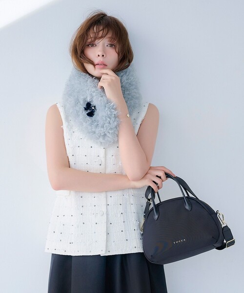 TOCCA（トッカ）の「FLOWER HIDE AND SEEK ジレ（ノーカラージャケット・レディース・アイボリー系/ブラック系・4/0）」の3枚目の写真