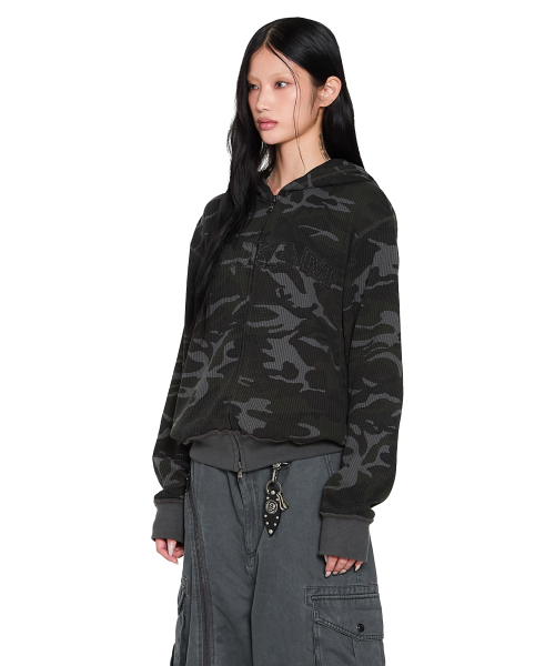AAKAM(アーカム)の「Camouflage Waffle Zip-Up Hoodie (Black)(パーカー・レディース・その他・1/2)」の13枚目の写真