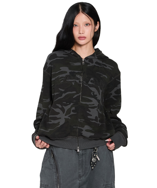 AAKAM(アーカム)の「Camouflage Waffle Zip-Up Hoodie (Black)(パーカー・レディース・その他・1/2)」の7枚目の写真