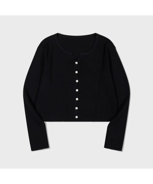 MOAA(モア)の「Cropped Button V Cardigan (BLACK)(カーディガン/ボレロ・レディース・その他・SMALL/MEDIUM)」の2枚目の写真